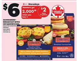 Loblaws SCHNEIDERS BREAKFAST BITES OR SANDWICHES, 204-288 G offer