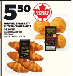 Loblaws FARMER'S MARKET BUTTER CROISSANTS OR BUNS, 270/300 G offer