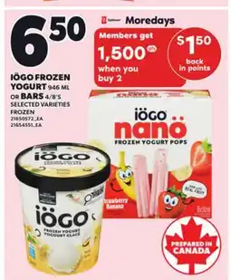 Loblaws IÖGO FROZEN YOGURT, 946ML OR BARS, 4/8'S offer
