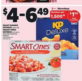 Loblaws KRAFT DINNER ENTRÉES, 340G OR SMART ONES ENTRÉES, 241-283G offer