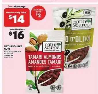 Loblaws NATURSOURCE NUTS, 500/600 G offer
