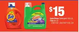 Loblaws GAIN/CHEER DETERGENT 100LD, TIDE 64LD offer