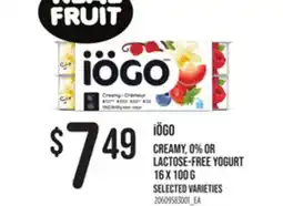 Loblaws iÖGO CREAMY, 0% OR LACTOSE-FREE YOGURT, 16 x 100 g offer