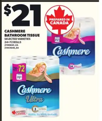 Loblaws CASHMERE BATHROOM TISSUE, 24=72 ROLLS offer