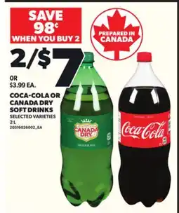 Loblaws COCA-COLA OR CANADA DRY SOFT DRINKS, 2L offer