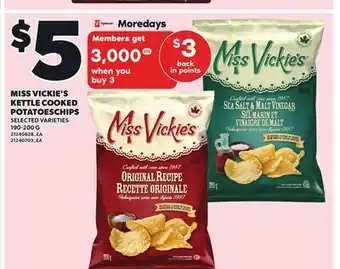 Loblaws MISS VICKIE'S KETTLE COOKED POTATOESCHIPS, 190-200G offer