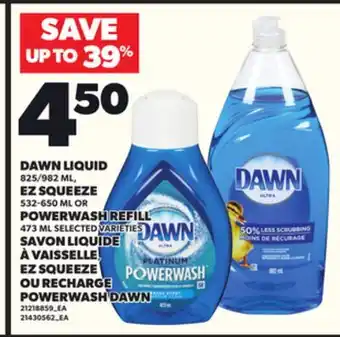 Independent Grocer DAWN LIQUID, 825/982 ML, EZ SQUEEZE, 532-650 ML OR POWERWASH REFILL, 473 ML offer