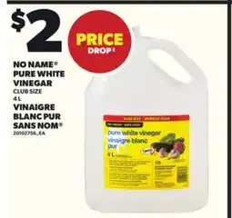 Independent Grocer NO NAME PURE WHITE VINEGAR, 4 L offer