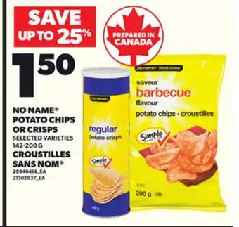 Independent Grocer NO NAME POTATO CHIPS OR CRISPS offer