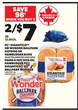 Independent Grocer PC GIGANTICO OR WONDER BALLPARK HOTDOG OR HAMBURGER BUNS offer