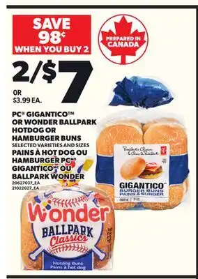 Independent Grocer PC GIGANTICO OR WONDER BALLPARK HOTDOG OR HAMBURGER BUNS offer