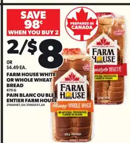 Independent Grocer FARM HOUSE WHITE OR WHOLE WHEAT BREAD, 675 G offer