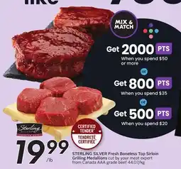 Sobeys STERLING SILVER Fresh Boneless Top Sirloin Grilling Medallions offer