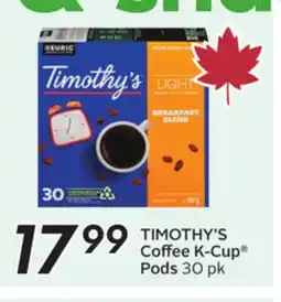 Sobeys TIMOTHY'S Coffee K-Cup Pods offer