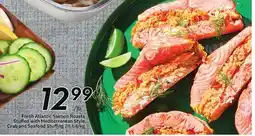Sobeys Fresh Atlantic Salmon Roasts Stuffed with Mediterranean Style Crab and Seafood Stuffing offer