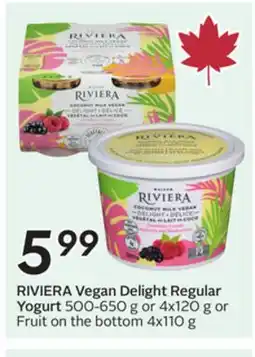 Sobeys RIVIERA Vegan Delight Regular Yogurt offer