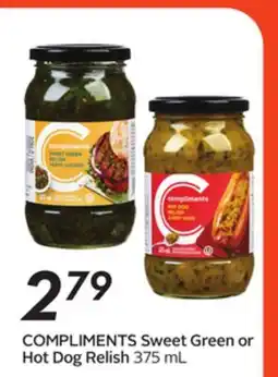 Sobeys COMPLIMENTS Sweet Green or Hot Dog Relish offer