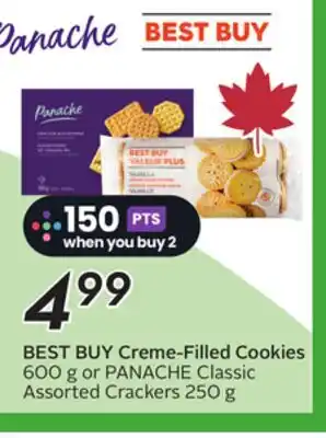 Sobeys BEST BUY Creme-Filled Cookies 600 g or PANACHE Classic Assorted Crackers 250 g offer