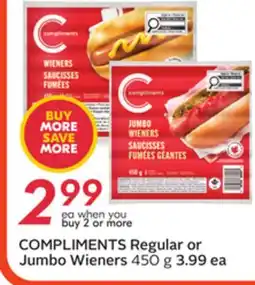 Sobeys COMPLIMENTS Regular or Jumbo Wieners offer