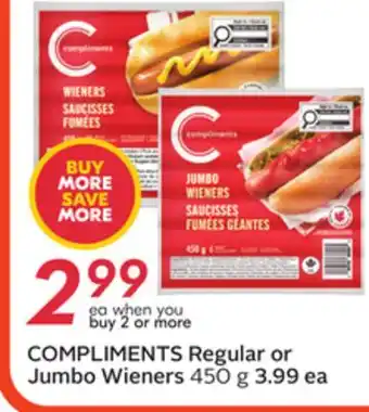 Sobeys COMPLIMENTS Regular or Jumbo Wieners offer