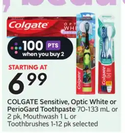 Sobeys COLGATE Sensitive, Optic White or PerioGard Toothpaste offer