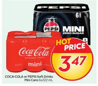 Sobeys COCA-COLA or PEPSI Soft Drinks Mini Cans offer
