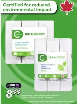 Sobeys COMPLIMENTS 100% Recycled Paper Bathroom offer