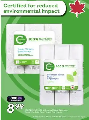 Sobeys COMPLIMENTS 100% Recycled Paper Bathroom offer
