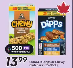 Sobeys QUAKER Dipps or Chewy Club Bars offer