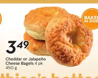 Sobeys Cheddar or Jalapeño Cheese Bagels offer