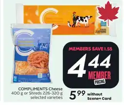 Sobeys COMPLIMENTS Cheese offer