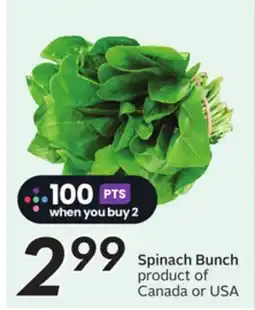 Sobeys Spinach Bunch offer