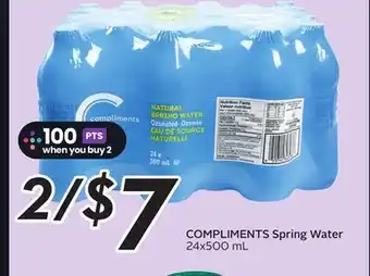 Sobeys COMPLIMENTS Spring Water offer