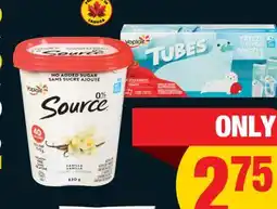 No Frills YOPLAIT SOURCE 630 g, PROTEIN 4' s, MINIGO 6' s or TUBES 8' s YOGURT offer