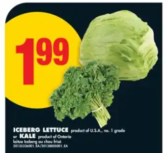 No Frills ICEBERG LETTUCE or KALE offer