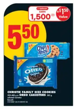 No Frills CHRISTIE FAMILY SIZE COOKIES 303-488 g or OREO CAKESTERS 285 g offer