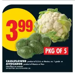 No Frills CAULIFLOWER or AVOCADOS, PKG OF 5 offer