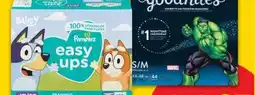 No Frills PAMPERS EASY UPS, NINJAMA'S, HUGGIES or GOODNITES PULL UP CLUB PACK TRAINING PANTS, 28-74's offer