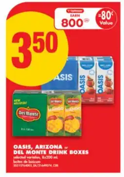 No Frills OASIS, ARIZONA or DEL MONTE DRINK BOXES, 8x200 mL offer