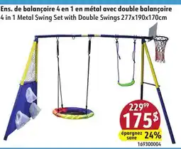 Sushi Shop 4 in 1 Metal Swing Set with Double Swings 277x190x170cm offer