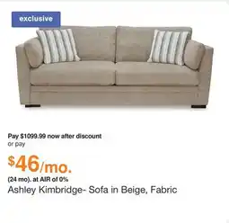 Ashley Furniture Ashley Kimbridge- Sofa in Beige, Fabric offer