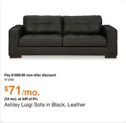 Ashley Furniture Ashley Luigi Sofa in Black, Leather offer