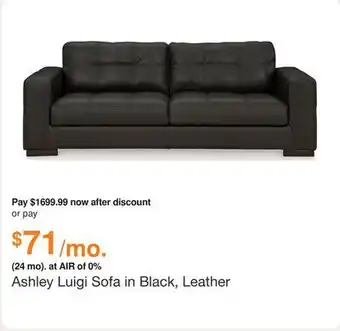 Ashley Furniture Ashley Luigi Sofa in Black, Leather offer