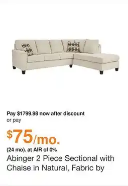 Ashley Furniture Abinger 2 Piece Sectional with Chaise in Natural, Fabric by Ashley offer