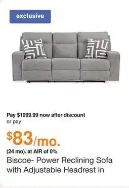 Ashley Furniture Biscoe- Power Reclining Sofa with Adjustable Headrest in Grey, Performance Fabric by Ashley offer