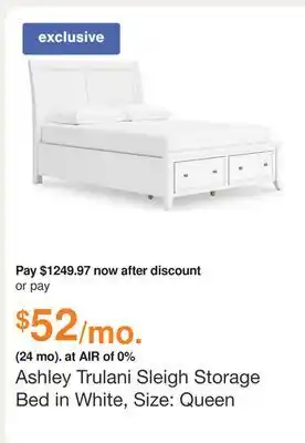 Ashley Furniture Ashley Trulani Sleigh Storage Bed in White, Size: Queen offer