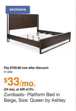 Ashley Furniture Zumbado- Platform Bed in Beige, Size: Queen by Ashley offer