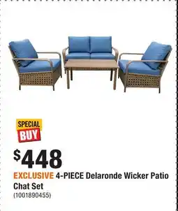 Home Depot EXCLUSIVE 4-PIECE Delaronde Wicker Patio Chat Set offer