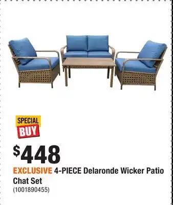 Home Depot EXCLUSIVE 4-PIECE Delaronde Wicker Patio Chat Set offer