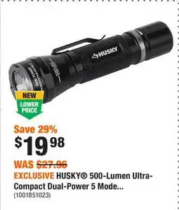 Home Depot EXCLUSIVE HUSKY 500-Lumen Ultra-Compact Dual-Power 5 Mode offer